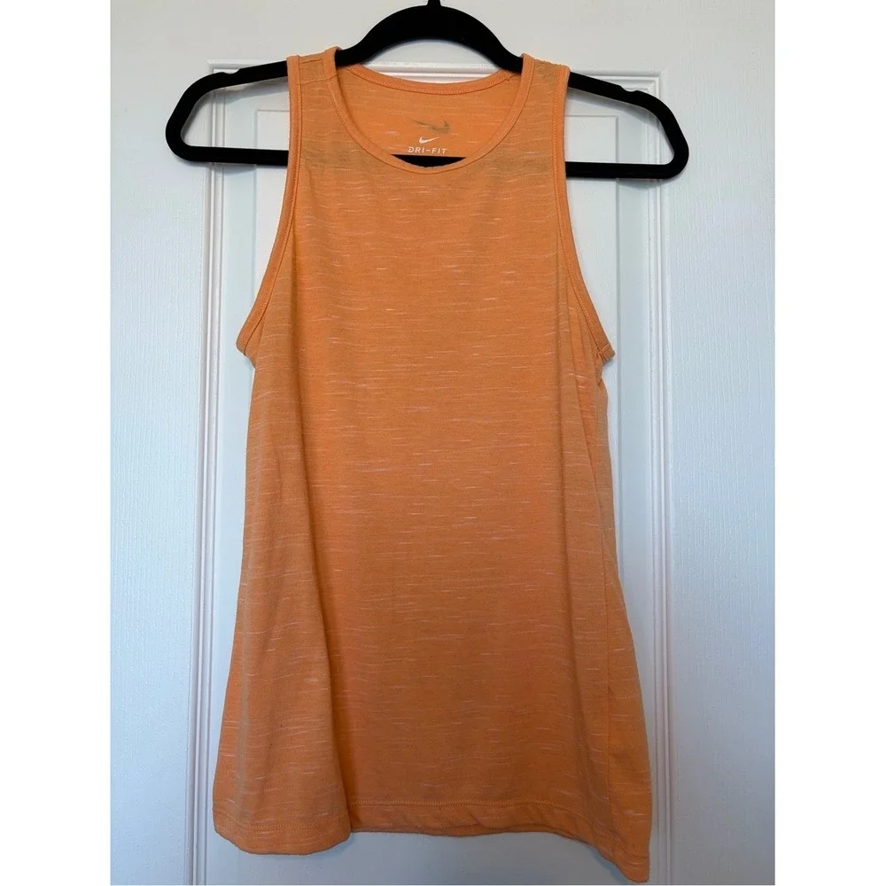 Nike Dri-FIT Womens XS Orange Heathered Training Tank Top Running Gym Shirt